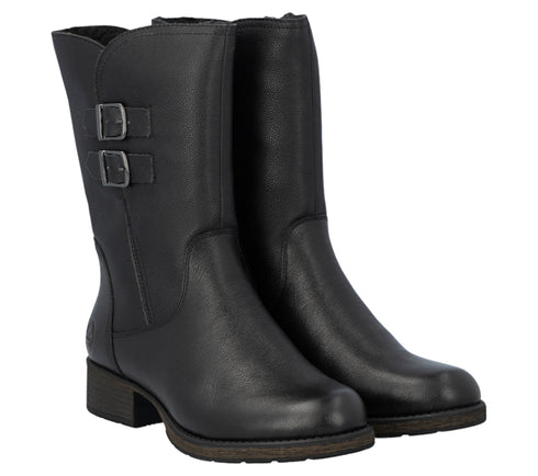 Ghete casual, dama, RIEKER, Z9571-00 negru, piele naturala